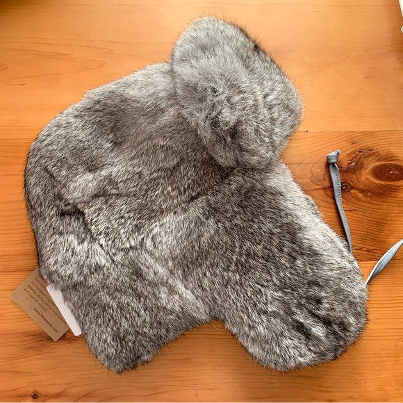Gray Rabbit Fur Trapper Hat - Picture 9 of 15